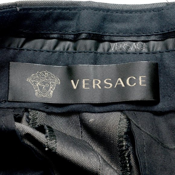 Versace Men's 100% Silk Gray Pleated Dress Pants
